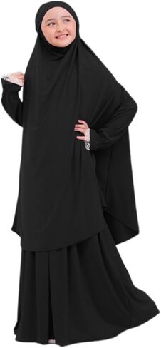 أطفال الأطفال المسلمين الإسلامية الإسلامية المكون من قطعتين من الدانتيل الطويل الأكمام الحجاب in Saudi Arabia