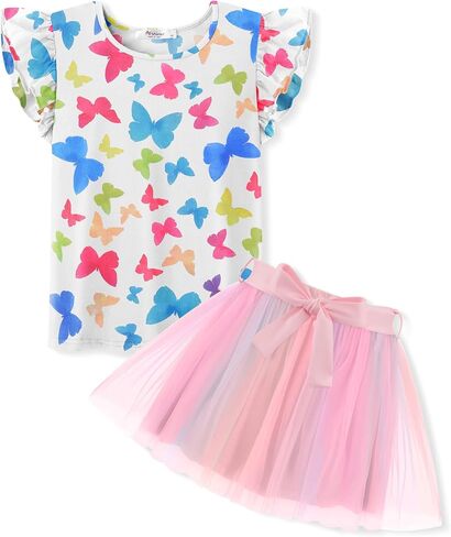 Arshiner Toddler Summer Girls Clothes 2 قطعة من قمم الكشكشة وحزام توتو توتو مجموعات فستان حفلة لطيف للأطفال in Kuwait