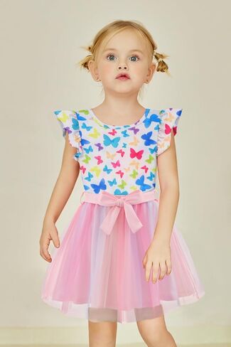 Arshiner Toddler Summer Girls Clothes 2 قطعة من قمم الكشكشة وحزام توتو توتو مجموعات فستان حفلة لطيف للأطفال in Kuwait