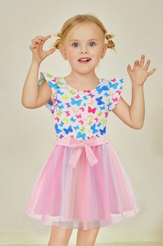 Arshiner Toddler Summer Girls Clothes 2 قطعة من قمم الكشكشة وحزام توتو توتو مجموعات فستان حفلة لطيف للأطفال in Kuwait