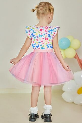 Arshiner Toddler Summer Girls Clothes 2 قطعة من قمم الكشكشة وحزام توتو توتو مجموعات فستان حفلة لطيف للأطفال in Kuwait