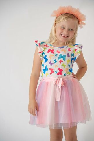 Arshiner Toddler Summer Girls Clothes 2 قطعة من قمم الكشكشة وحزام توتو توتو مجموعات فستان حفلة لطيف للأطفال in Kuwait