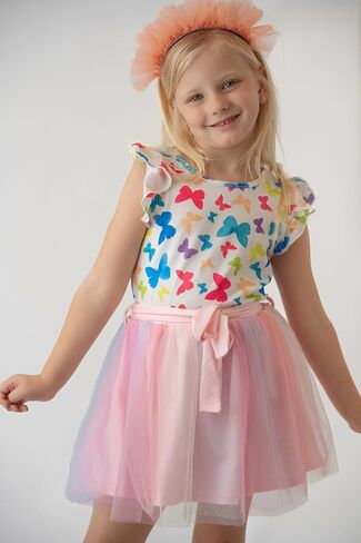 Arshiner Toddler Summer Girls Clothes 2 قطعة من قمم الكشكشة وحزام توتو توتو مجموعات فستان حفلة لطيف للأطفال in Kuwait