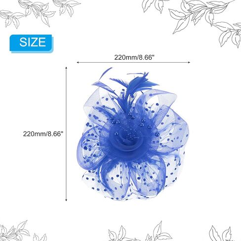 PATIKIL Fascinators Hat Clip Set, with Hairband Tea Party Face Veil Hat Vintage Headwear Cocktail Wedding Women's Feather Mesh for Women, Navy Blue in Saudi Arabia