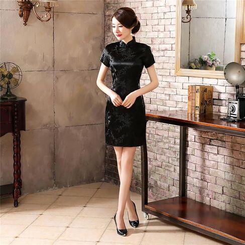 اللباس الصيني على الطراز الصيني يحسن مزاج Cheongsam ، وملابس أداء المرأة اليومية المطبوعة الحرير الرجعية in Kuwait