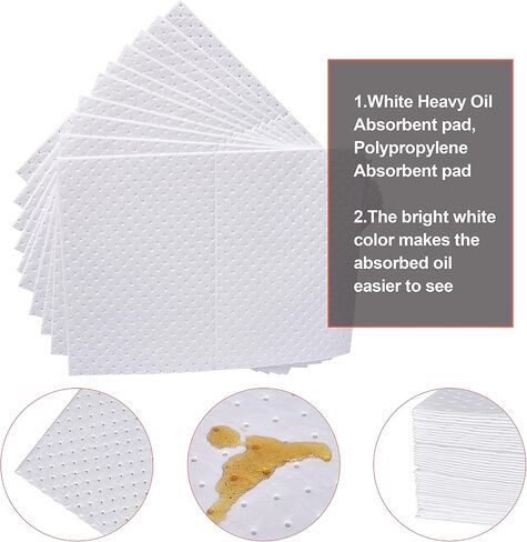 Aain Absorbent Pads 100pcs Heavyweight Oil Absorbing Mats,White Absorbing Heavy Weight Oil-Only Absorbent Mat Pad (15" x 20") in Saudi Arabia