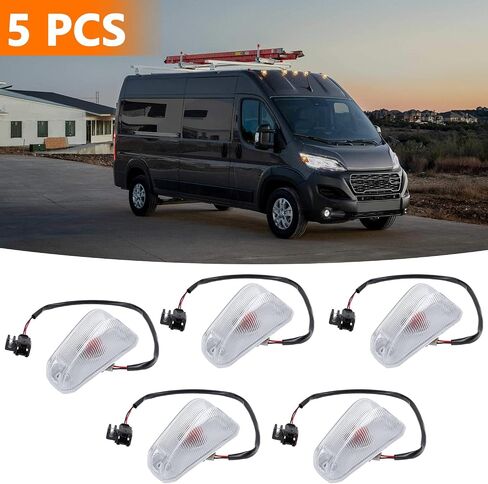 5PCS Cab Roof Marker Lights Top Roof Clearance Running Lights Compatible with 2014-2023 Dodge Ram ProMaster 1500 2500 3500 Replace# 926-109 68232473AA/AB/AC/AD (Clear Lens Amber Halogen Lamp) in Kuwait