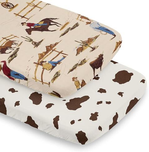 Sweet Jojo Designs Cowboy Western Baby Boy Fitted Mini Portable Crib Sheet for Wild West Collection - for Mini Crib or Pack and Play ONLY in Saudi Arabia