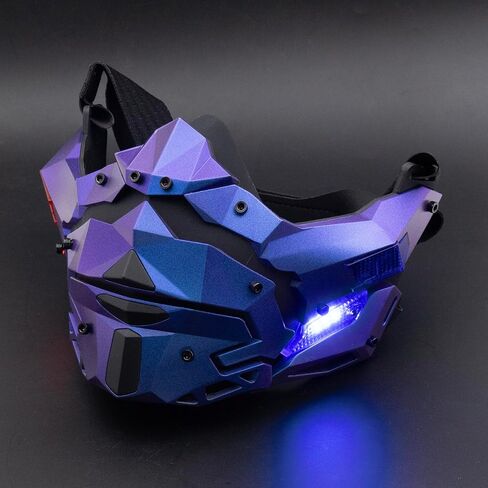 LED Cyberpunk Mask for Men Face Mask Detachable for Holloween Cosplay Costume Holiday Party Tactical Movie Prors in Saudi Arabia