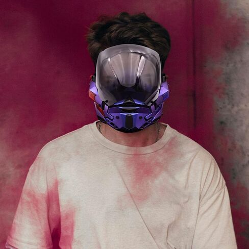 LED Cyberpunk Mask for Men Face Mask Detachable for Holloween Cosplay Costume Holiday Party Tactical Movie Prors in Saudi Arabia