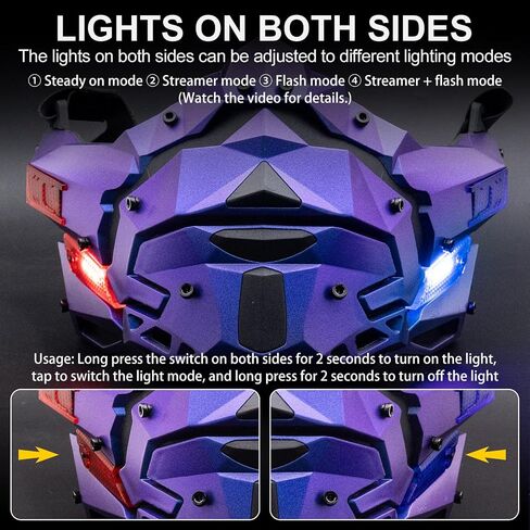 LED Cyberpunk Mask for Men Face Mask Detachable for Holloween Cosplay Costume Holiday Party Tactical Movie Prors in Saudi Arabia