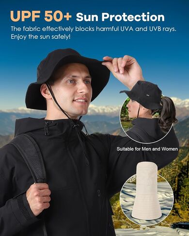 Sun Hat for Men and Women, UPF 50+ Breathable Lightweight Bucket Hat Water-Repellent Hat for Hiking Fishing in Saudi Arabia
