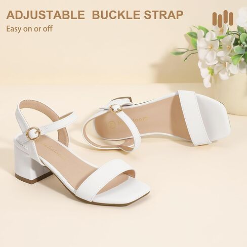Hehainom Girls Heels Dress Shoes Square Toe Sandals Flower Girl Party Wedding Church Little Big Kid Shoes in Saudi Arabia