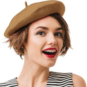 Kangaroo Vintage Classy French Hats - Stylish Wool for Adults for Cosplay and Costume Party - Beret for Men and Women Camel