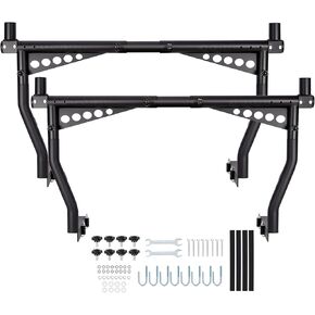 Universal Extendable Truck Ladder Rack, 52"-82" Adjustable Mobile Steel Rack, 1000 Lbs Capacity, No-Drill Heavy-Duty Pickup Rack for Kayaks, Lumber, Ladders, Surfboards, Rooftop Cargo -Pair