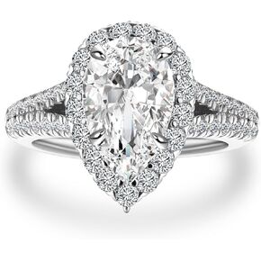 3.5CT Pear Shaped Engagement Ring,CZ Simuletaed Diamond Split Shank Promise Ring for Women in 925 Sterling Silver