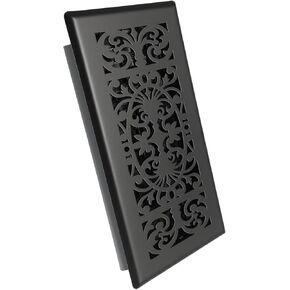 Pack 4 Vent Cover 4x10 inches with Heavy Duty Floor Vents - Decorative Floor Covers for Mobile Home, Radiator Deflectors, Durable Floor Covers for Any Room, Flooring (Black Pack 4)