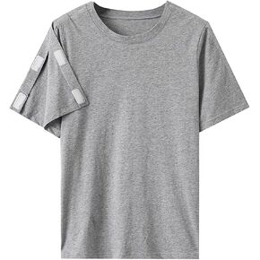 Summer Tear Away Short Sleeve,Post Surgery Magic Stickers Shirts, Paralyzed Bedridden Patient Clothing