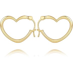Gold Heart Hoop Earrings 14K Gold Earrings for Women Trendy Delightful Blend of Charm and Design Dainty Heart Earring for Women 24mm