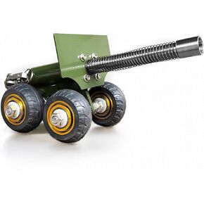 Stainless Steel Mini Cannon Model with Recoil Mechanism - Perfect for Outdoor Games and Collectors’ Gift Firecracker(Four Wheels)