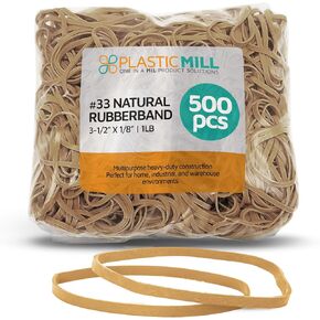 أربطة مطاطية من PlasticMill - مقاس #33 - أربطة مطاطية طبيعية - عدد 1 رطل/500 قطعة.