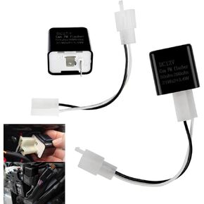 1 PC LED Flasher Relay, 2-Pin Electronic LED Turn Signal Relay, Adjustable Hyper Flash Switch for Turn Signals, Universal Electronic Flasher Blinker Contactor for Most Motorcycles (Black)