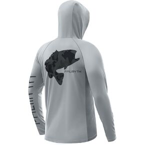 Palmyth Fishing Hoodie for Men Long Sleeve with Mask Sun Protection UV UPF 50+ Shirts Neck Gaiter