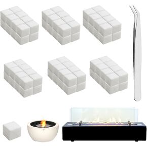 96pcs Ceramic Wool Wick for Tabletop Fire Pit, Carbon Felt Wick to Extend Burning Time, for Bioethanol Fuel Alcohol Fireplaces Table Top Fire Pit (0.8" x 0.8" x 0.8")
