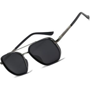 Square Retro Aviator Sunglasses for Women Trendy Womens Sunglasses Polarized UV Protection Tangle Free Metal Frame