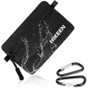 Hikeen X-Pac Travel Pouch with Zipper, Lightweight | Splash-proof | Rip-Stop EDC Pouches Wallet, Small Weatherproof Pouch with D Shape Carabiner for Key Card