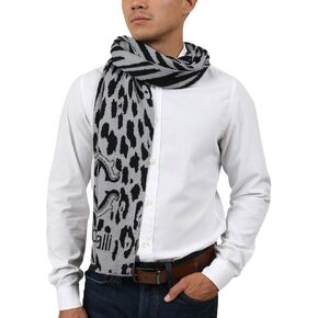 Roberto Cavalli ESZ025 D0060 Gray/Black Leopard Print Mens Mens for Mens