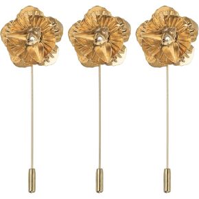 Patikil Lapel Pin للرجال ، 3 حزمة الرجال الرسمية المعدنية المعدنية دبوس صفيرة الأزهار طية صدرية بروش زهرة زهرة الدبوس لبدلة الحفلات حفلات الزفاف ، الذهب