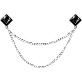 Gem Brooch Pins Hanging Chain Lapel Pin for Men Suits Shirt Collar Brooch Square Crystal Brooch Pin Rhinestone Lapel Pins for Men Tassel Chain Brooch Collar Pins Business Suit Shirt Accessories