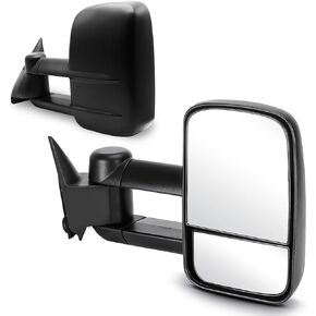Towing Mirrors for 1988-2000 Chevy GMC C/K 1500 2500 3500 Suburban Yukon Blazer Tahoe Manual Telescoping Black Driver and Passenger Side Left Right Pair Set