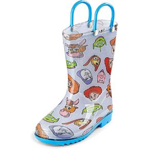 Disney Toy Story Kids' Waterproof PVC Rain Boots – Featuring Buzz Lightyear & Woody – Easy-On Handles – Toddler/Little Kid