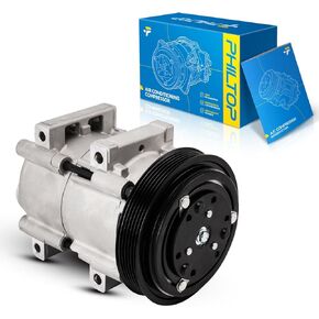 PHILTOP 58122 AC Compressor for F150 1990-1995 4.9L, F250 1990-1995 7.5L, F350 1990-1995 7.5L, F250 1990-1995 4.9L, F350 1990-1995 4.9L, B-ron-co 1990-1992 4.9L, F-Super Duty 1990-1991 7.5L