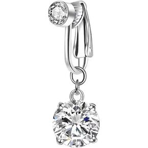 Stylish Zirconia Piercing Belly Button Clip Easy to Wear Navel Rings Adjustable Comfortable Coppers Body Jewelry