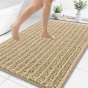 Smiry Bathroom Rugs Mat 30x20, Extra Soft Absorbent Chenille Bath Rugs, Non Slip Rubber Backing Machine Washable Quick Dry Bath Mats for Bathroom Floor, Tub, Shower, Home Decor Accessories, Grey