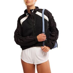 Free People, Women's, Amelia Zip Up Fleece, Black/White Combo, X-Small