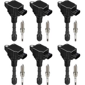 حزم ملف الإشعال و Iridium Spark Plug UF550 و C1406 متوافقة مع Nissan Infiniti Maxima Murano Pathfinder Quest Altima Q50 QX60 FX35 370Z Q70 G37 QX50