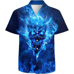 Mens Funny Hawaiian Shirts 3D Graphic Button Down Short Sleeve Tropical Holiday Beach Aloha Shirt