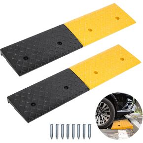 Baoz 2PCS 2'' Rise Rubber Curb Ramp,Heavy Duty Threshold Ramps Driveway Curb Ramps Rubber Threshold Ramp for Driveway Curb Home Entry Steps Loading Dock Sidewalk (39 x 10 x 2 Inch)