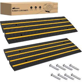 Nilight Driveway Curb Ramps, 2.6 Inch High Heavy-Duty Rubber Curbside Vehicle ramps for Car Truck Wheelchair Mobility Loading Dock Garage, 2 Pack
