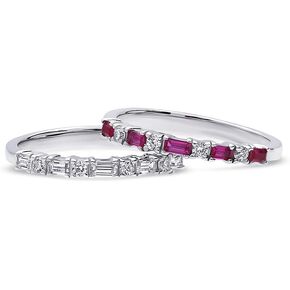 Berricle Sterling Silver Vintage Inspired Art Deco Wedding Rings Baguette Cut Zirconia Cz Eternity Ring للنساء ، الحجم المطلي بـ Rhodium 4-10