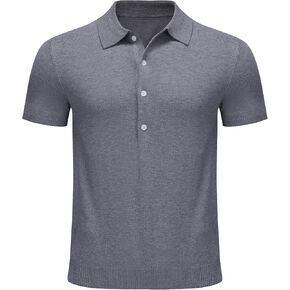 Men's Knit Polos Slim Fit Business Short Sleeve Polo Sweaters Big and Tall Polo Shirt