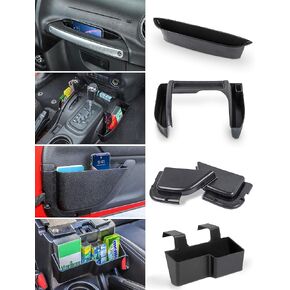 Savadicar 4 Pack Center Console Organizer, Interior Storage Accessories for 2011-2018 Jeep Wrangler JK JKU, Maximize in-car Space with ABS Storage Kits, Black