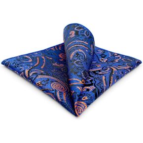 S&W SHLAX&WING Mens Pocket Squares for Suits Orange Blue Luxury Gift for Men