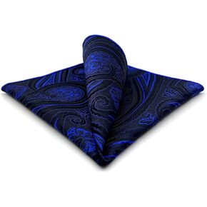 S&W SHLAX&WING Mens Pocket Squares for Suits Blue Navy Paisley Party