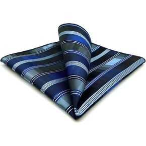 S&W SHLAX&WING Blue Mens Pocket Square Handkerchief Striped for Suit