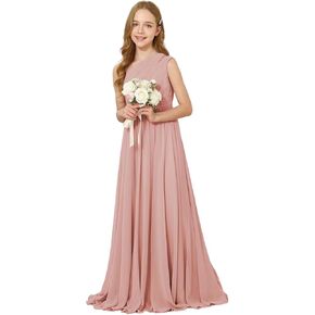 JISISANG One-Shoulder Junior Bridesmaid Chiffon Dress for Wedding Flower Girl Summer Boho Dress First Communion Dress